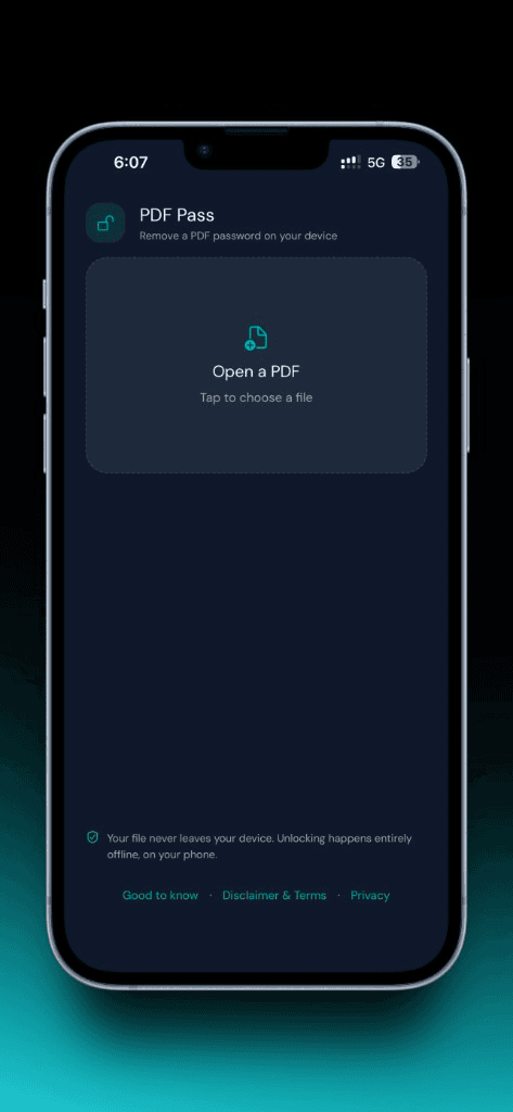 PDF Pass home — Open a PDF on device
